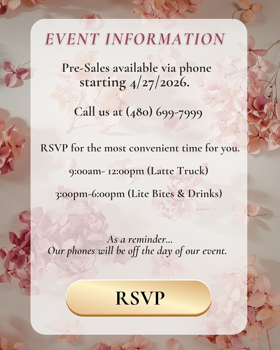Event information with RSVP details and schedule.