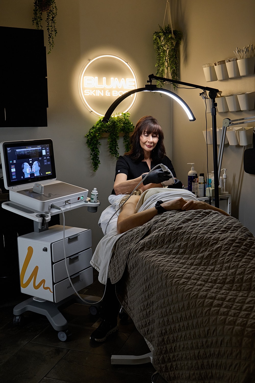 Skincare treatment session with professional aesthetician.