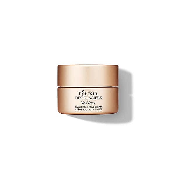 Luxurious Swiss eye cream in elegant packaging.