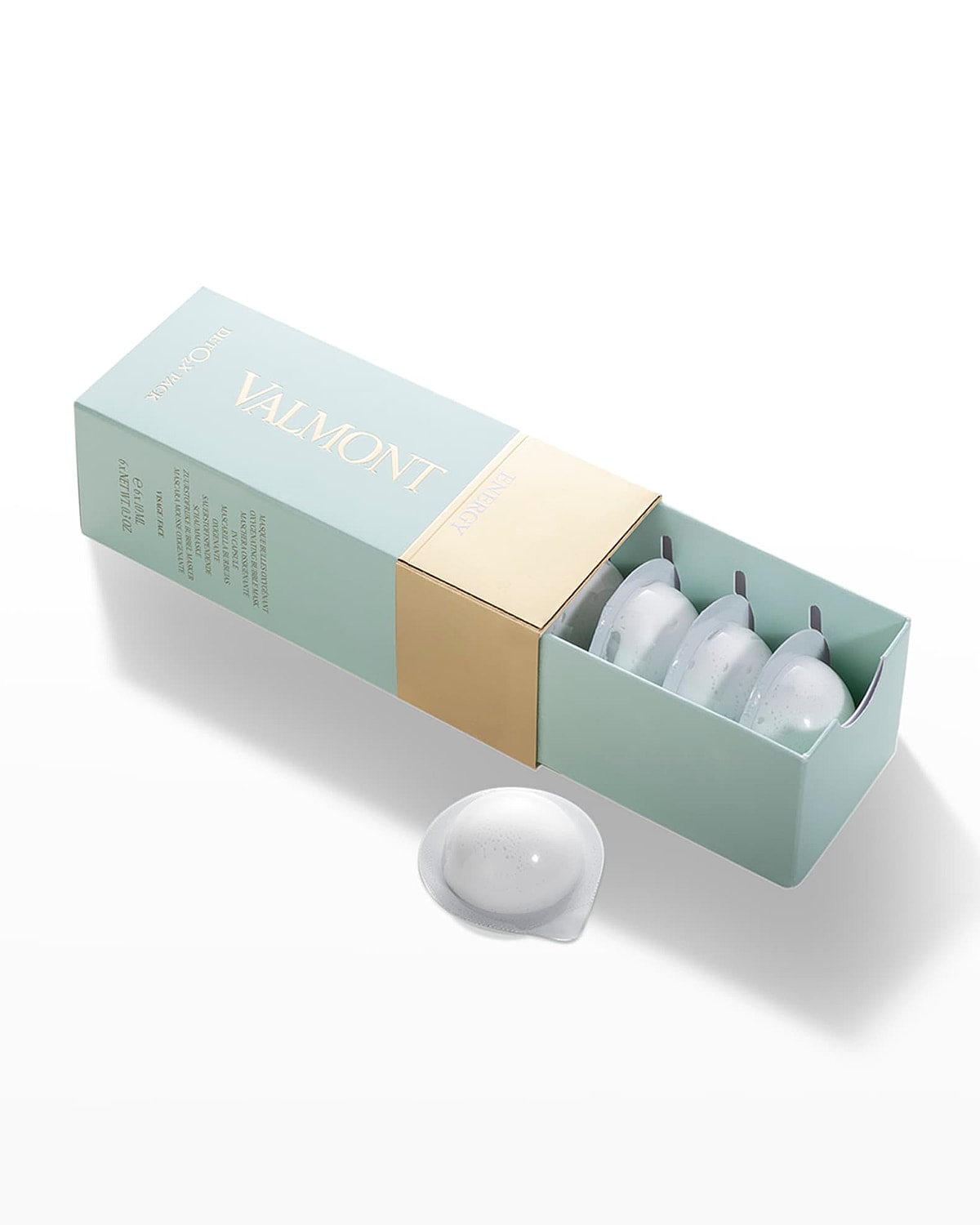 Valmont skincare capsules in a mint packaging.