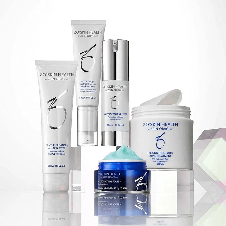 Skincare products from ZO Skin Health collection.