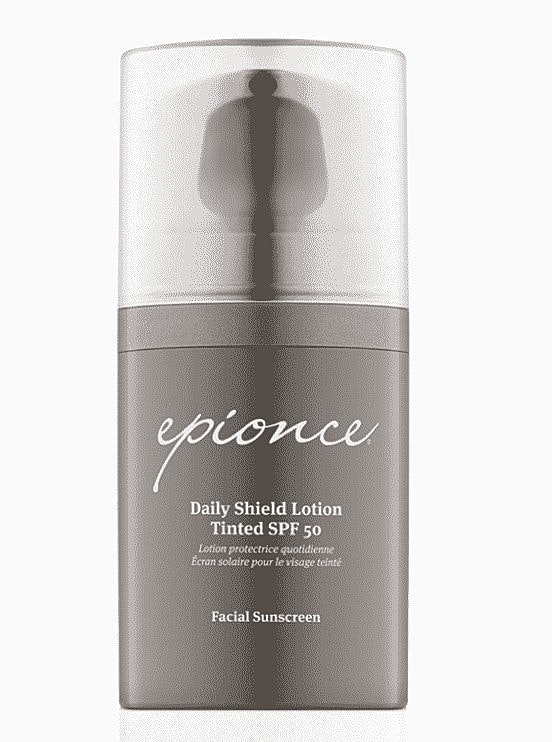 Tinted facial sunscreen with SPF 50 protection.