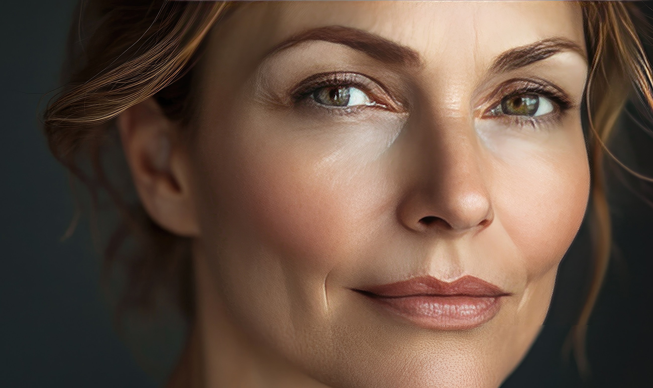 Close-up of a smiling woman's face.