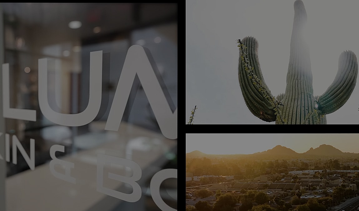 Cactus, cityscape, and business logo collage.