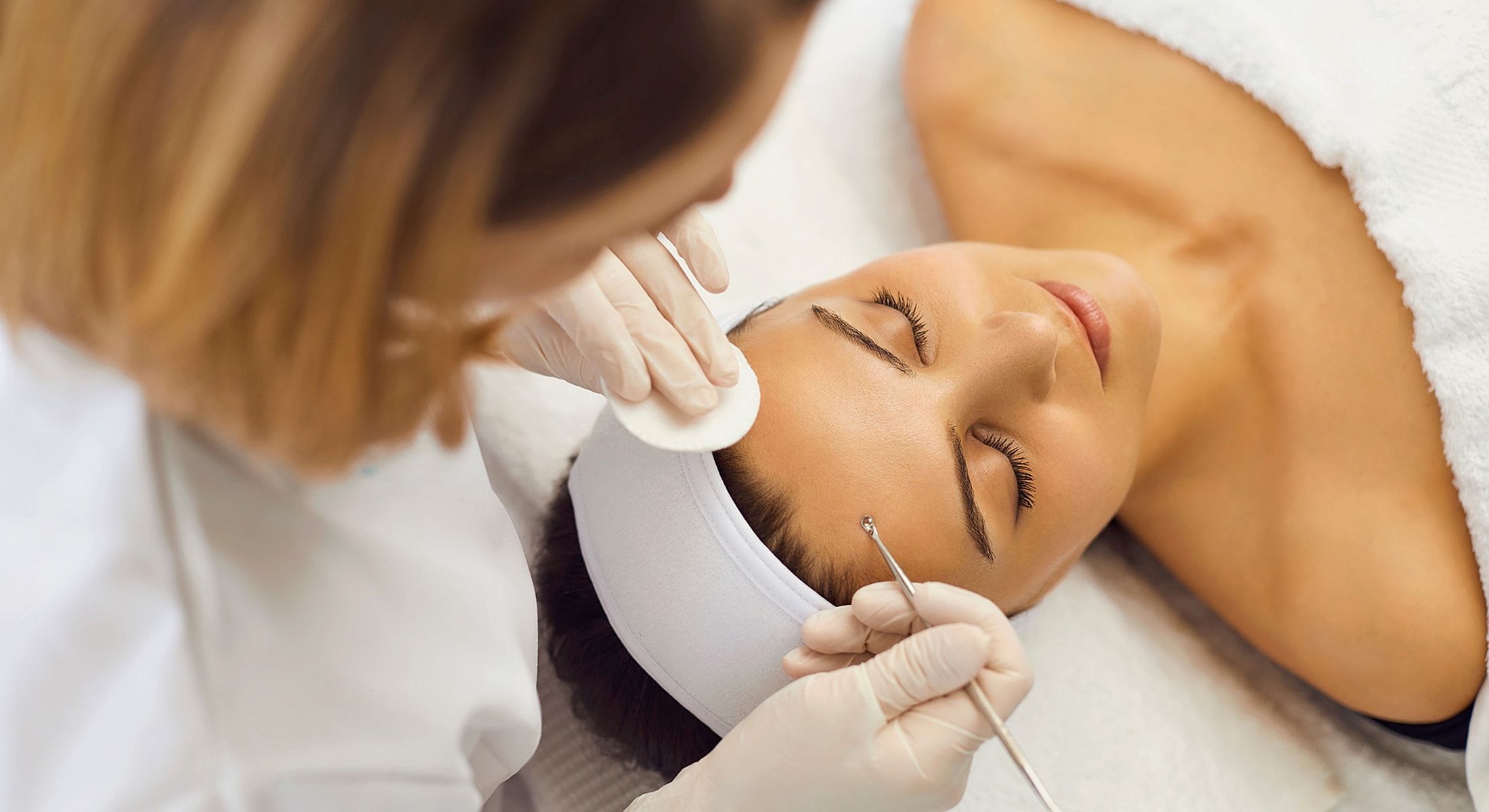 Facial treatment in a spa setting.