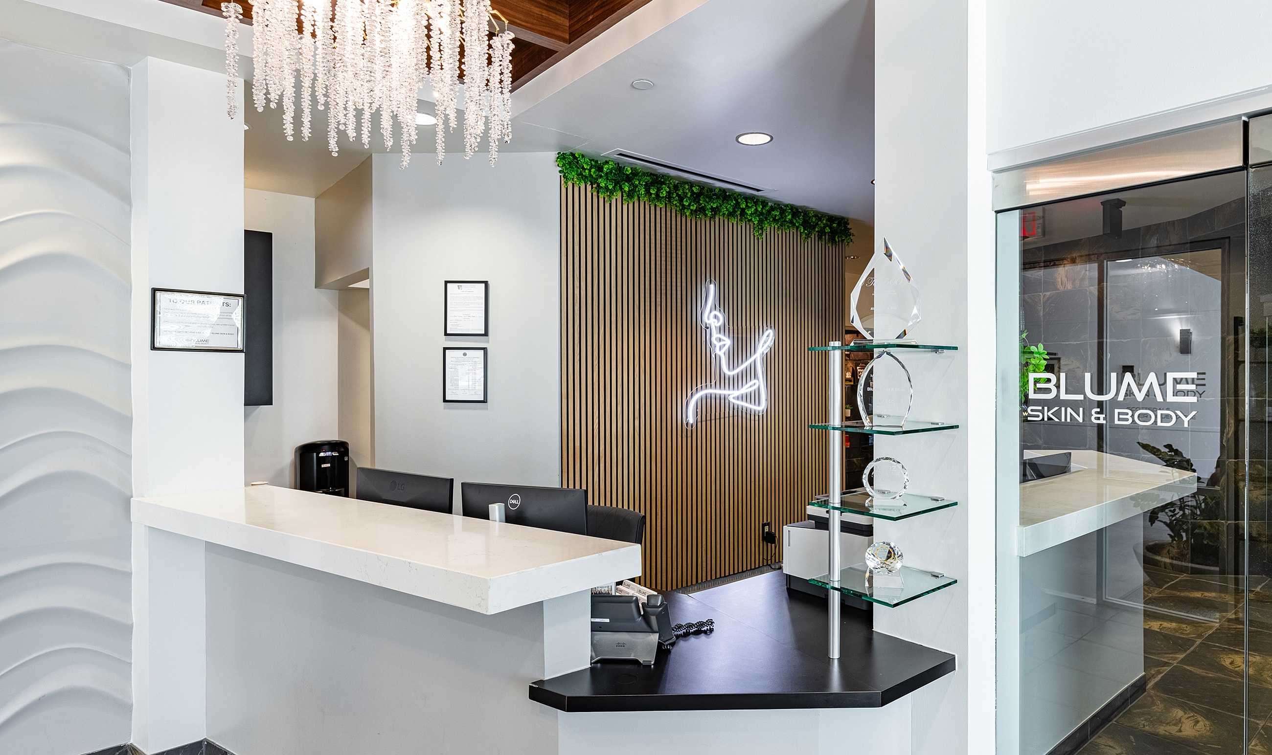 Scottsdale med spa reception area, Blume Skin & Body.